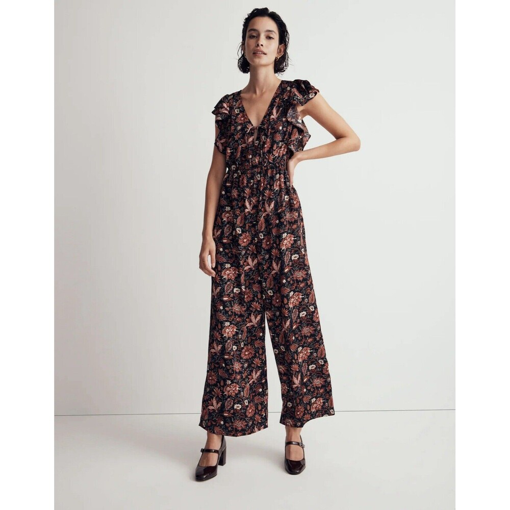Madewell Women's Size XS Pampas Blooms Deep‎ V Ruffled Jumpsuit NI666